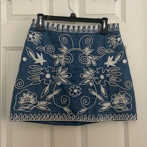 Alice and Olivia Jean embroidered skirt